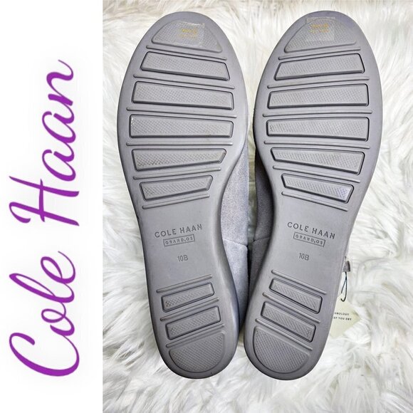 NWOB COLE HAAN Grand OS Callie Waterproof Suede Shearling Wedge Bootie Gray, 10 - Picture 6 of 10